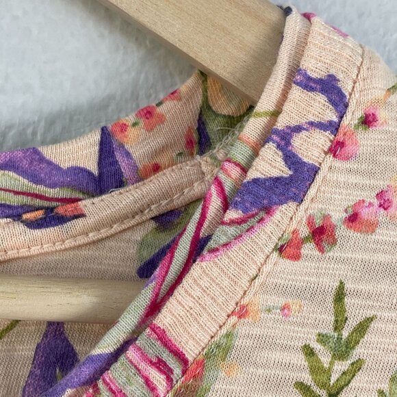 Chicos Womens XL Tropical Floral Elbow Sleeve Tee Crew Neck Shirt - Picture 11 of 14